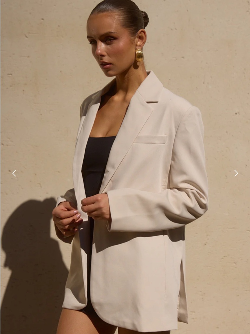 Elegant Cream Relaxed-Fit Blazer Jacket - Picture 5 of 6